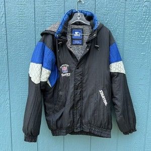 Vintage 90's Authentic Starter NFL Blue Jacket Size Large Milwaukee Sentry Foods
